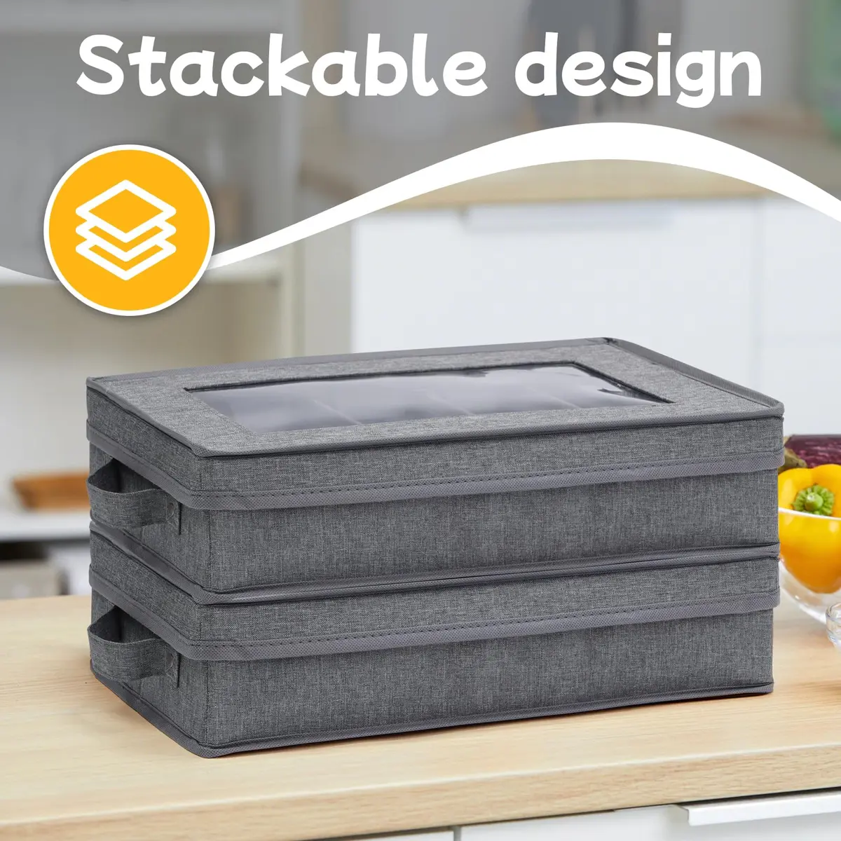 Lafulling Silverware Storage Box, Flatware Storage with Adjustable Dividers | Dustproof, Collapsible, 17"x10.5"x4" - view 5