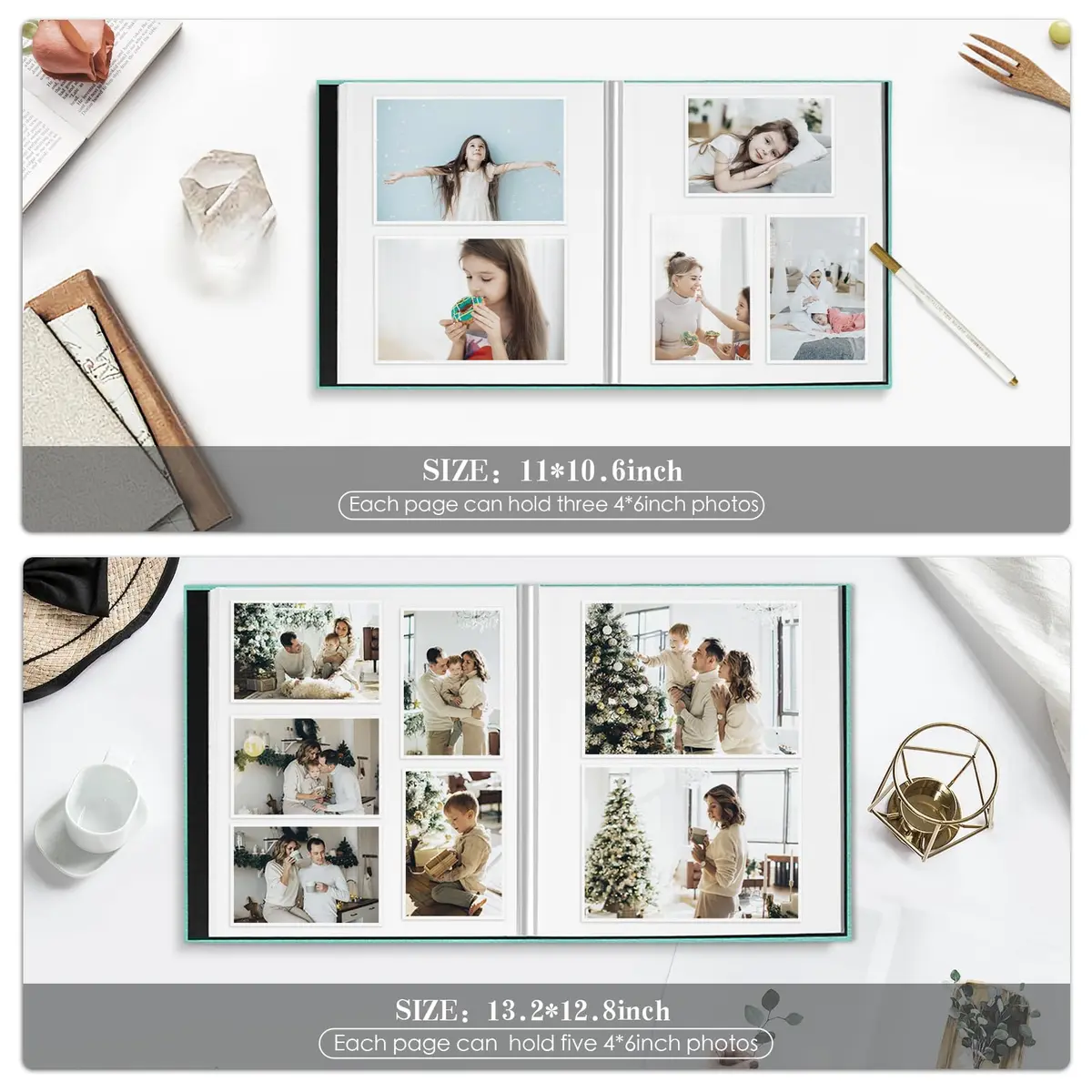Spbapr Photo Album 11x10.6 in | Linen Cover DIY Scrapbook with 40 Blank Pages - view 4