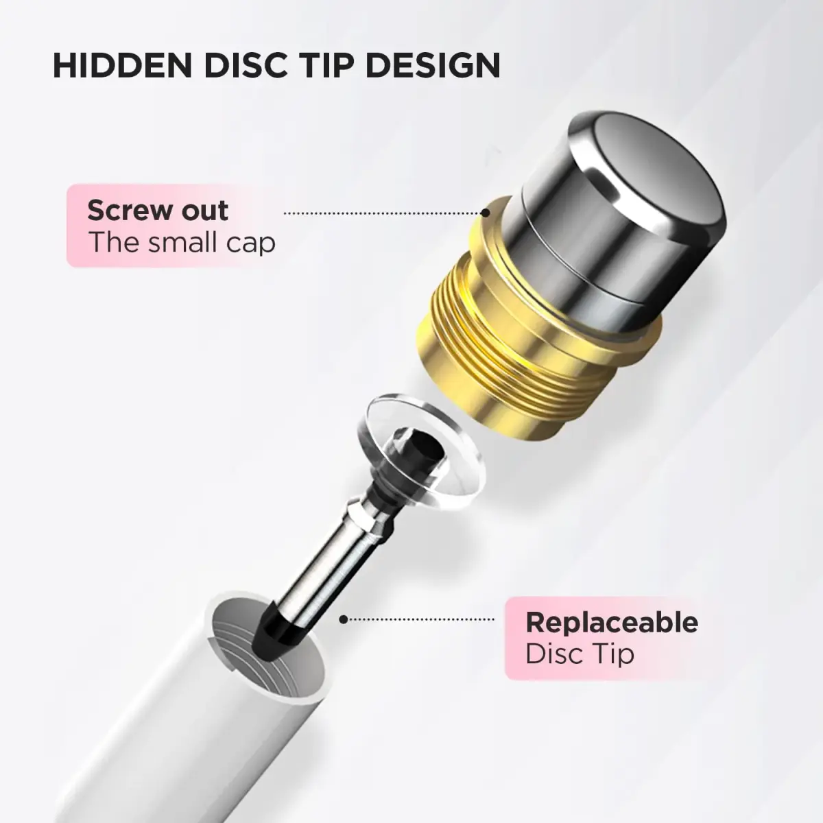 OASO Pink Capacitive Disc Stylus Pen | Universal Touch Screen Compatibility for Tablets & Phones - view 3