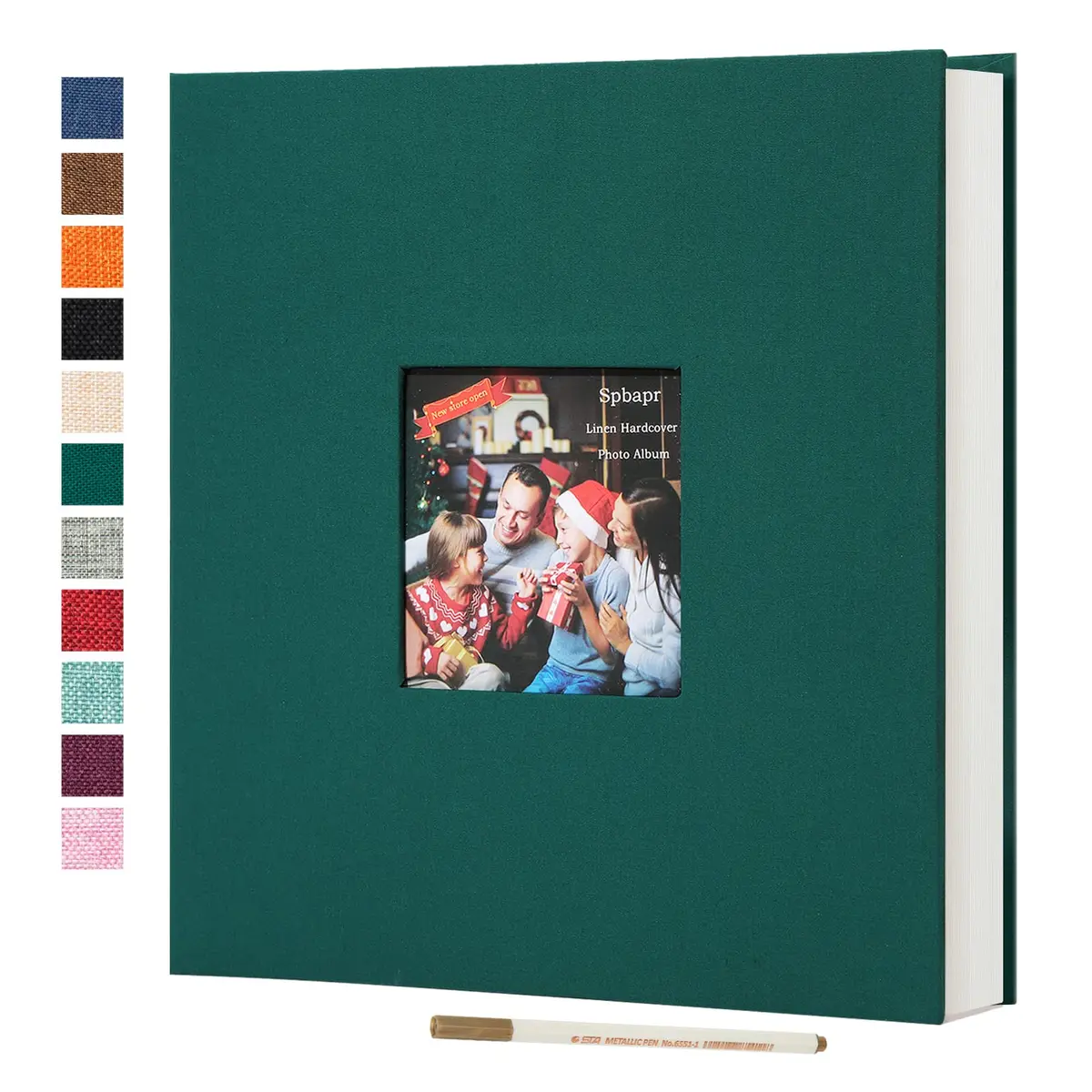 Spbapr Large Photo Album Self Adhesive 13.2"x12.8" | Linen Cover, 40 Pages, Reusable Self-Adhesive Photos - main product image