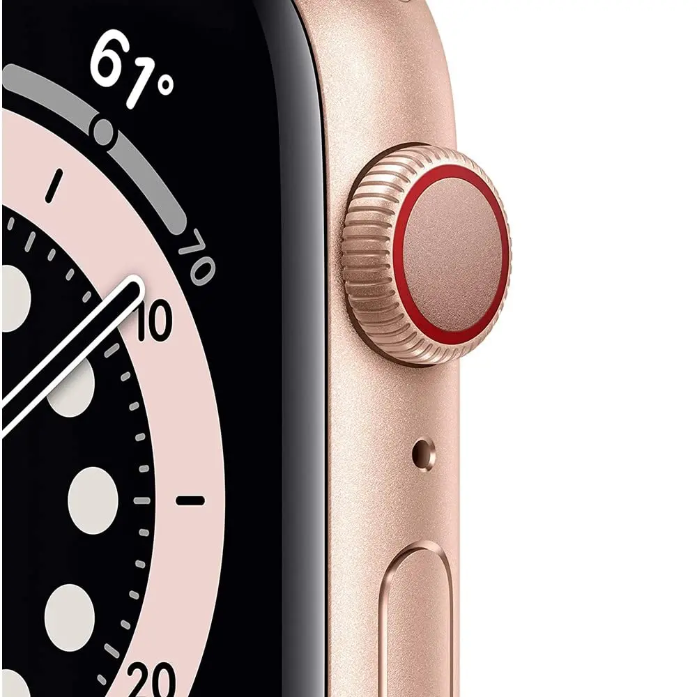 Apple Watch Series 6 (GPS + Cellular, 44mm) - Gold Aluminum Case with Pink Sport Band | Always-On Retina Display - view 2