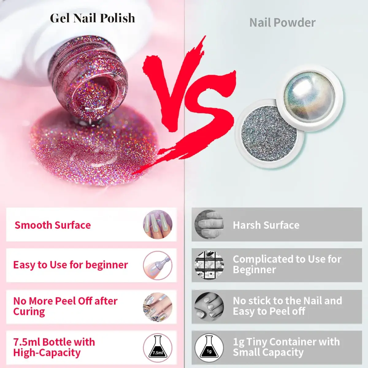 RARJSM Silver Holographic Gel Nail Polish 7.5ml (0.25 Fl Oz) | Salon Quality Sparkle - view 5