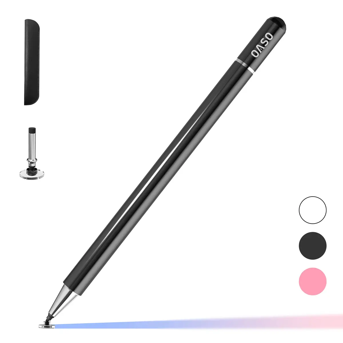 OASO Universal Stylus Pen with Disc Tip & Magnetic Cap for All Touch Screens, Compatible with iPad, iPhone, Samsung Galaxy Tab, Chromebook, Black - main product image
