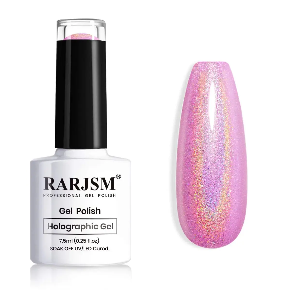 RARJSM Holographic Gel Nail Polish 7.5ml (0.25 Fl Oz) | UV/LED Cure, Long-Lasting Rainbow Effect - main product image