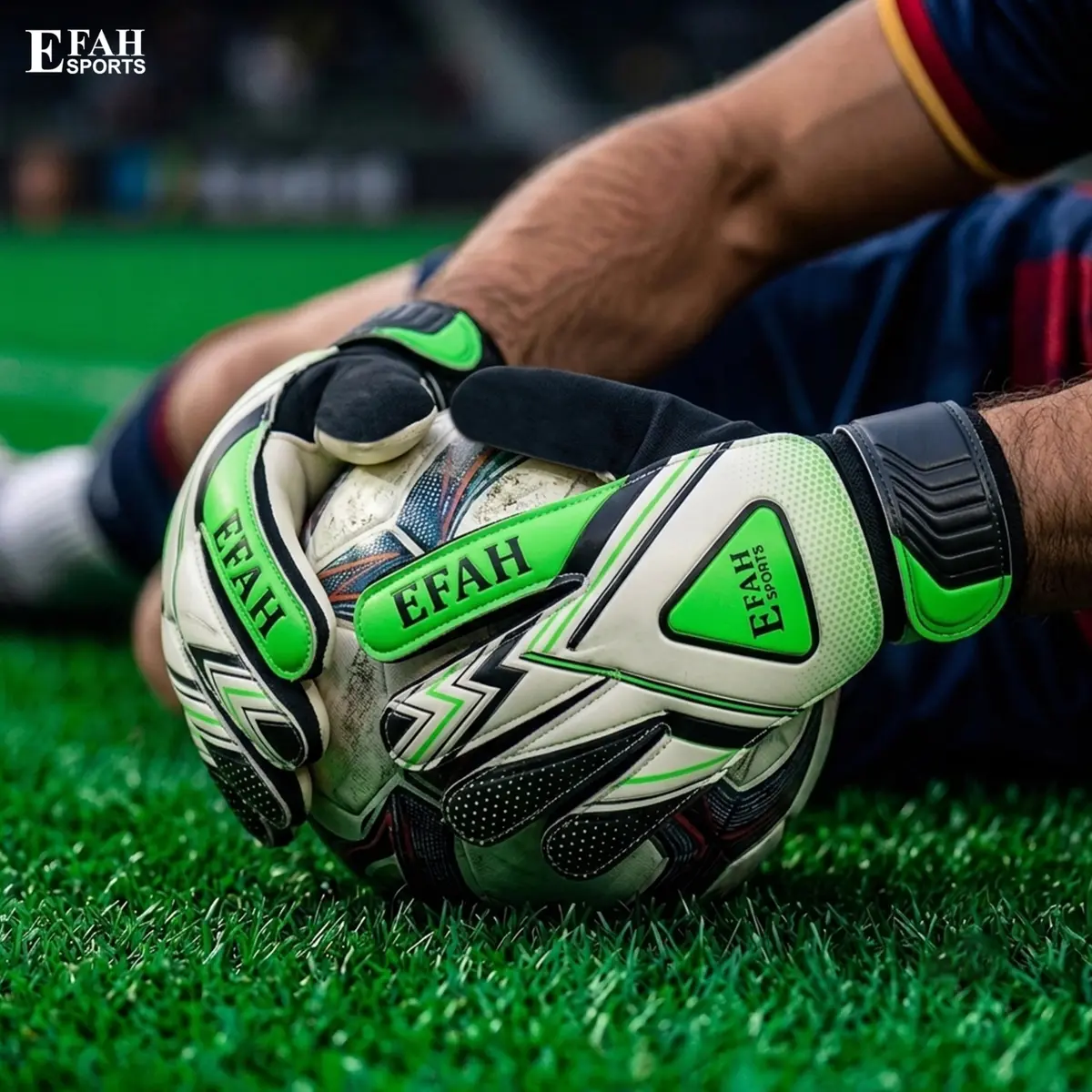 EFAH SPORTS Goalie Goalkeeper Gloves for Kids Youth Size 5 Black/Green | Breathable Mesh & Extra Grip - view 5