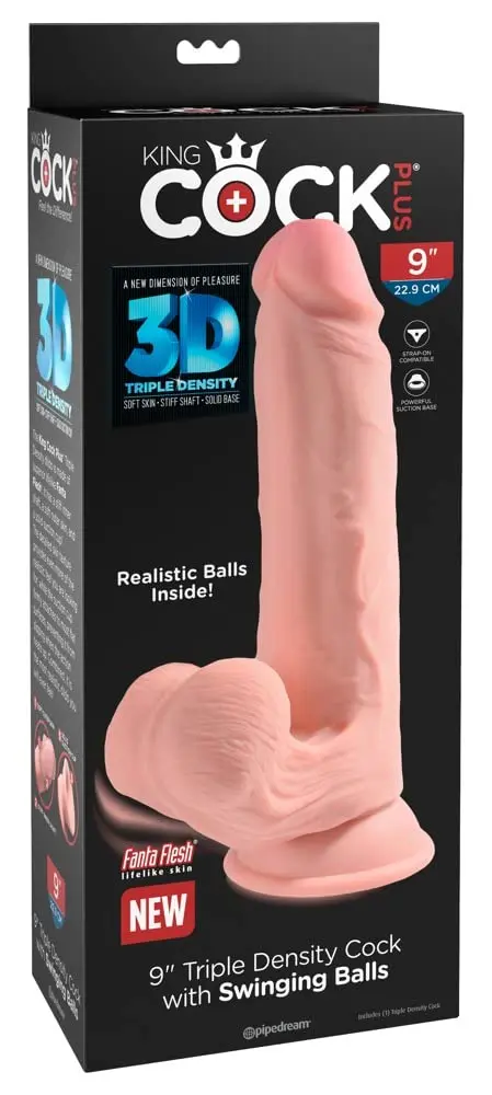 KING COCK Triple Density Realistic Strap-On Harness Compatible Cock 23cm (9in) | Vanilla - main product image