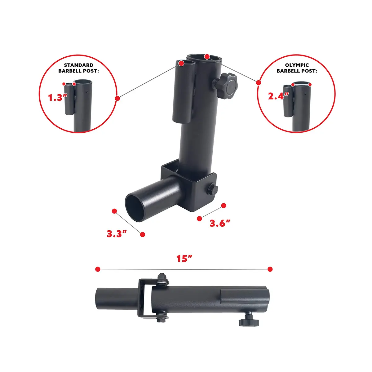 Sunny Health & Fitness Landmine Attachment for Power Racks SF-XFA004 | 360° Swivel, Full-Body Training, Fits 1" & 2" Bars - view 4