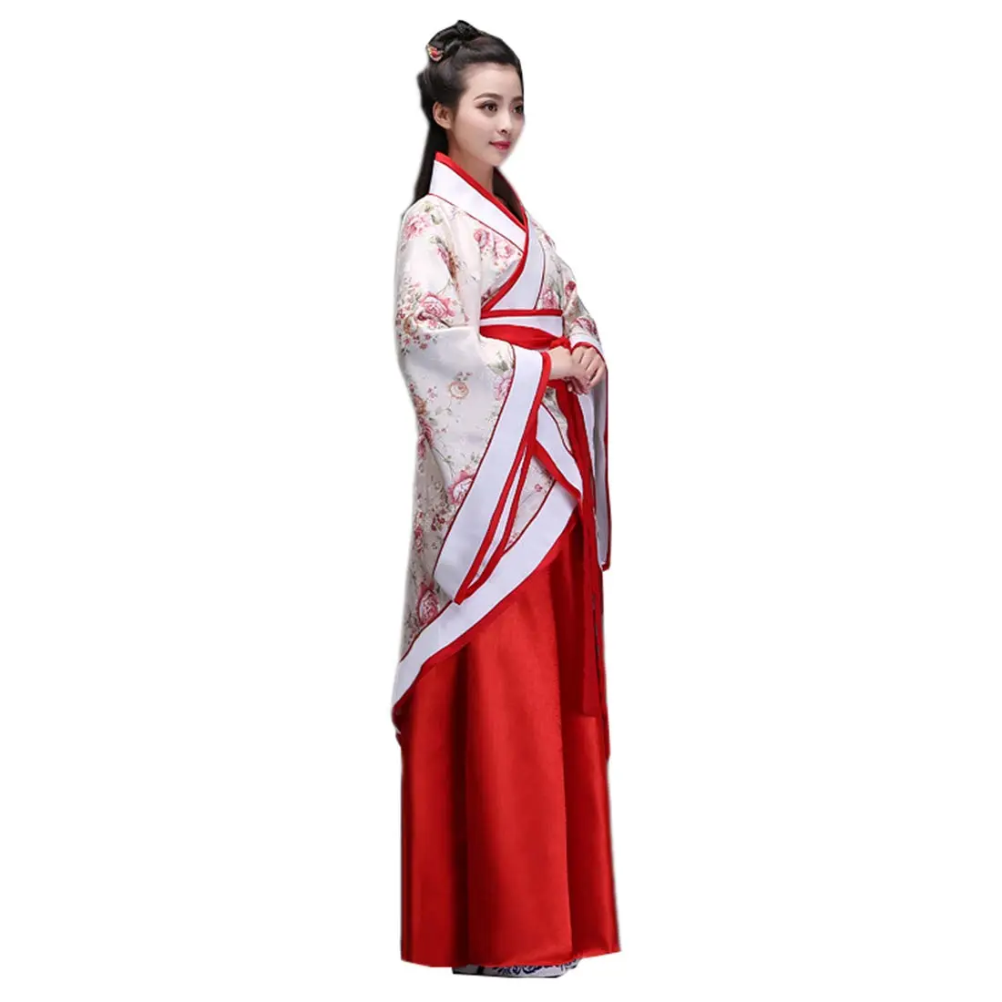 Ez-sofei Women Chinese Traditional Hanfu Costume for Stage Performance, XXL, Flower+Red | Elegant Ancient Dress - view 2
