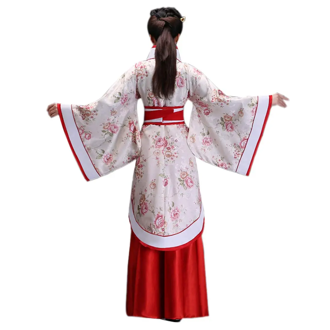 Ez-sofei Women Chinese Traditional Hanfu Costume for Stage Performance, XXL, Flower+Red | Elegant Ancient Dress - view 3