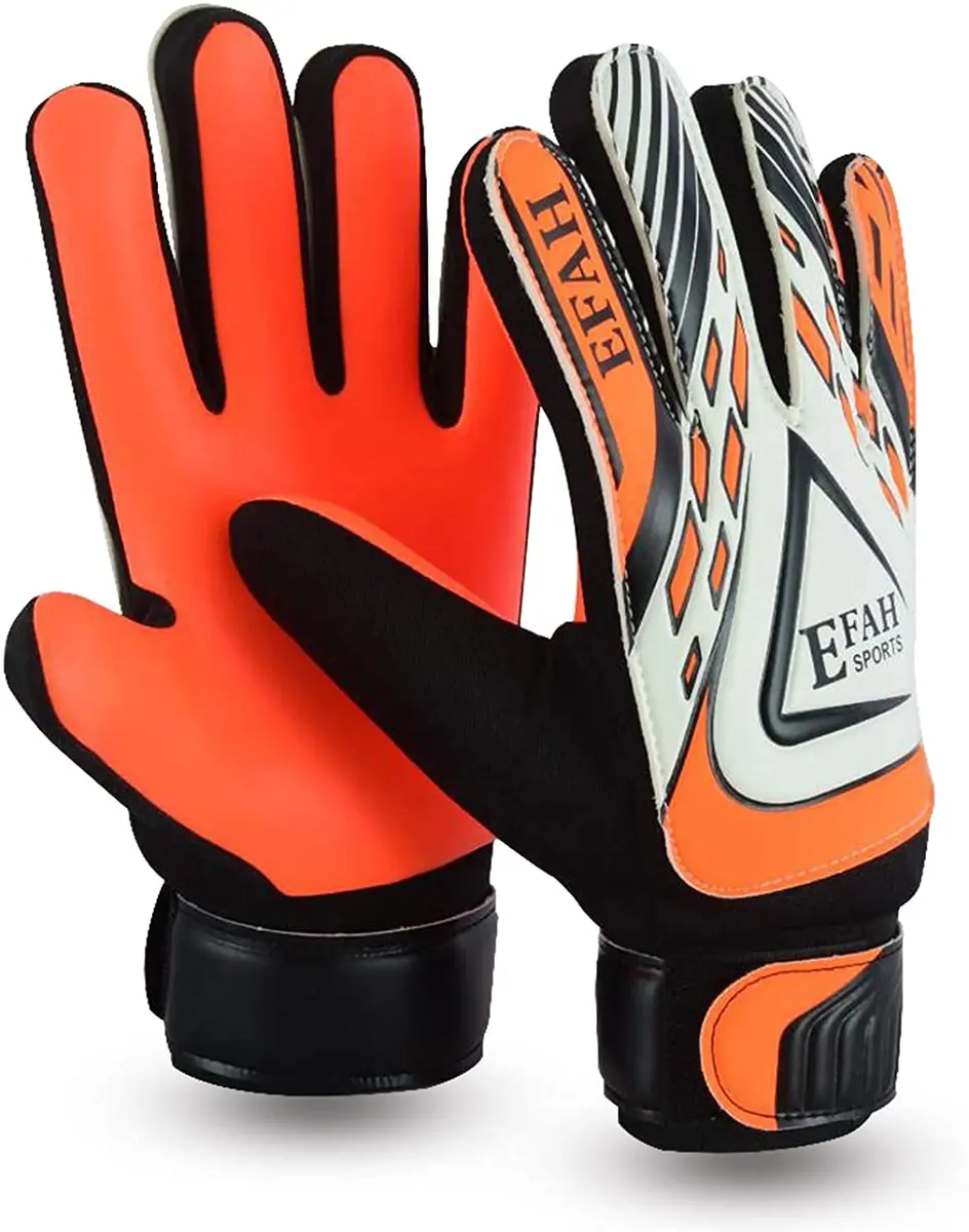 EFAH SPORTS Goalkeeper Gloves for Kids Youth Size 5 Black/Orange | Breathable & Grippy - main product image