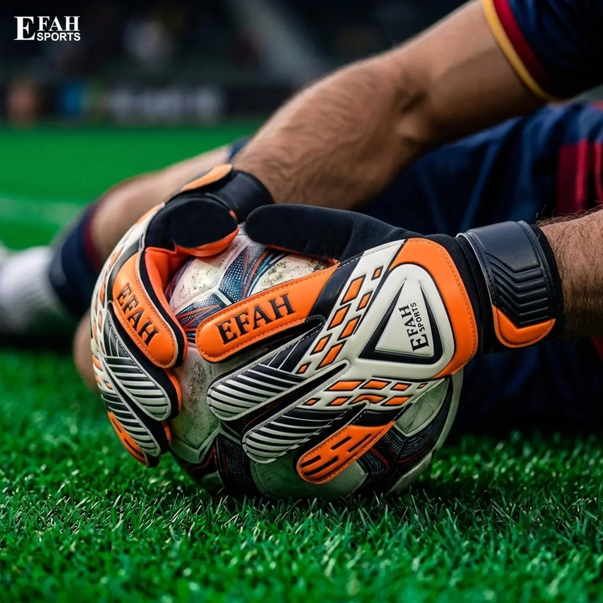 EFAH SPORTS Goalkeeper Gloves for Kids Youth Size 5 Black/Orange | Breathable & Grippy - view 5