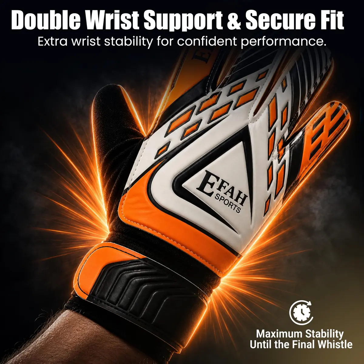 EFAH SPORTS Goalkeeper Gloves for Kids Youth Size 5 Black/Orange | Breathable & Grippy - view 3