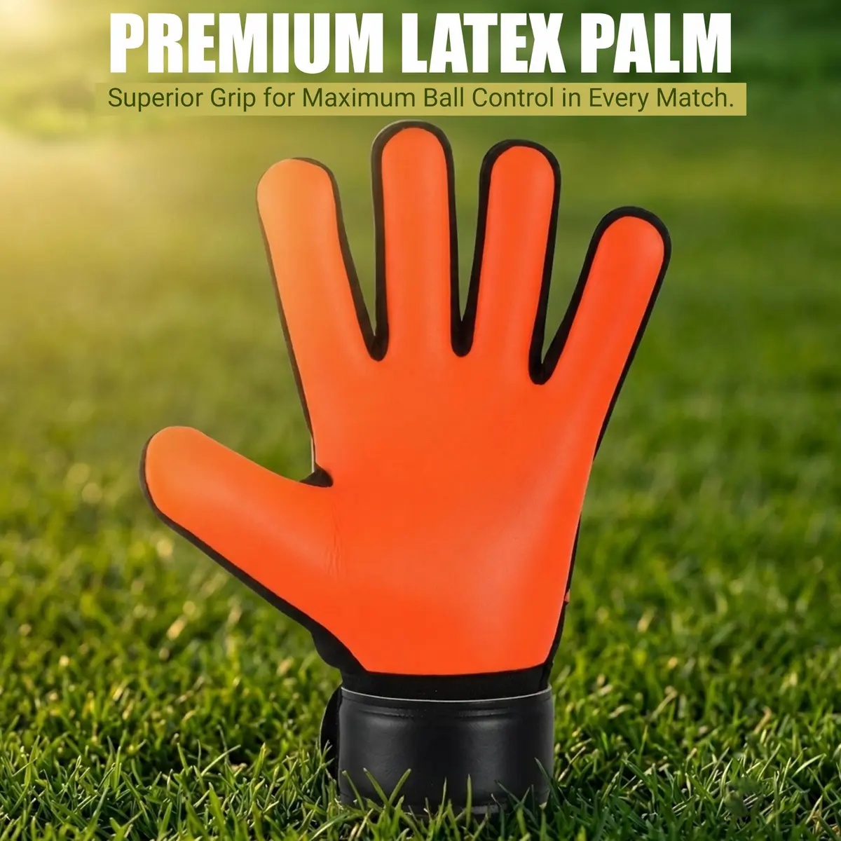 EFAH SPORTS Goalkeeper Gloves for Kids Youth Size 5 Black/Orange | Breathable & Grippy - view 4