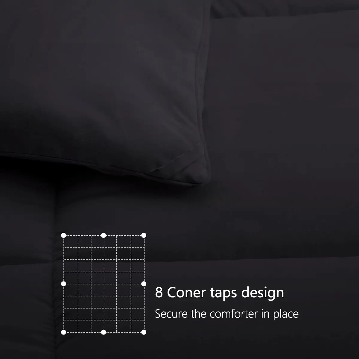 TEXARTIST Queen Comforter All Season Down Alternative Black | Breathable & Soft Bedding - view 6