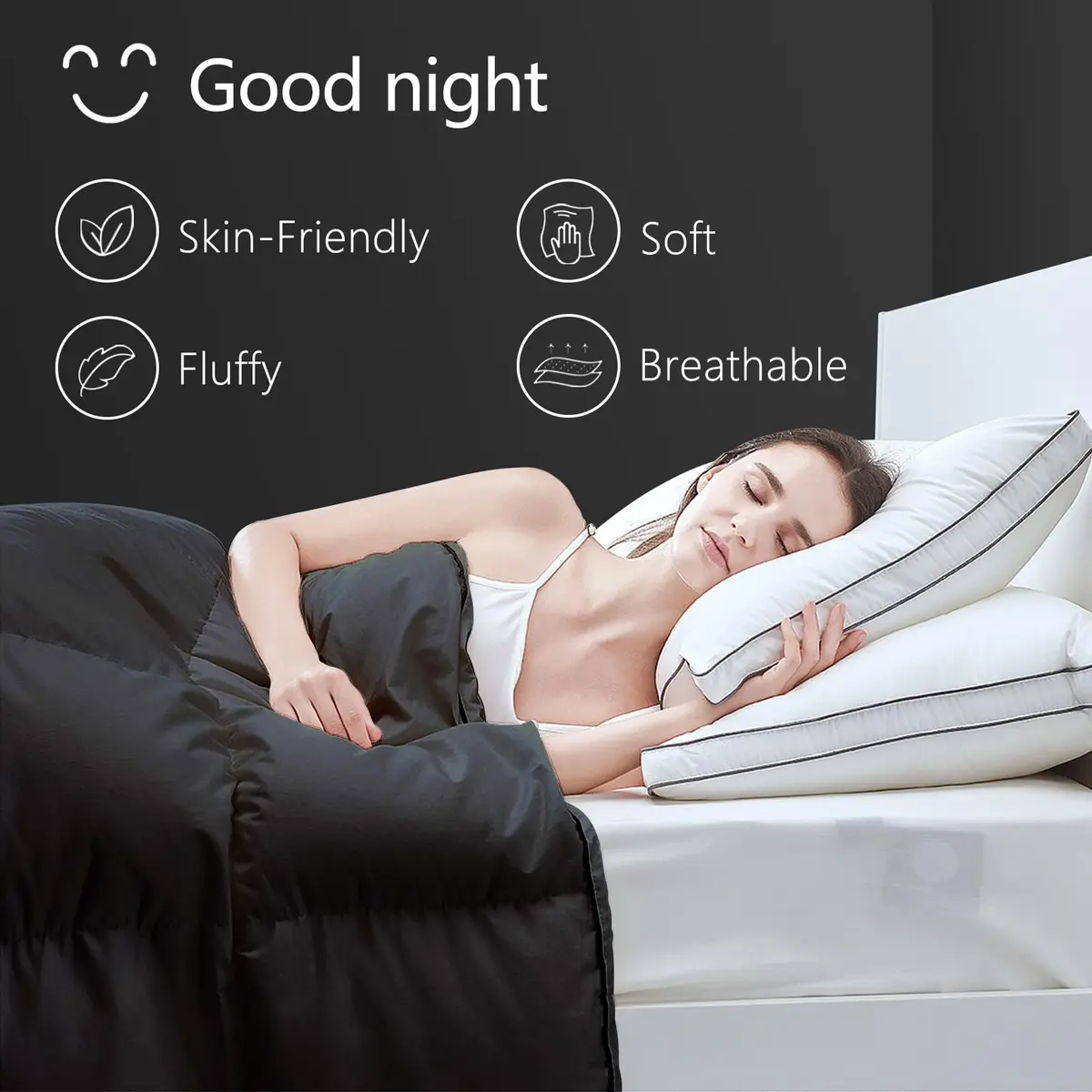 TEXARTIST Queen Comforter All Season Down Alternative Black | Breathable & Soft Bedding - view 2