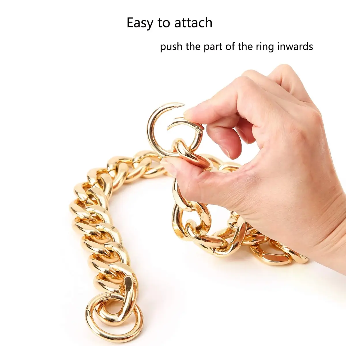 Xiazw Heavy Chunky Aluminum Metal Purse Handle Bag Chain Strap Replacement 23 inches (58.42 cm) | Punk Design with Snap Hooks - view 5