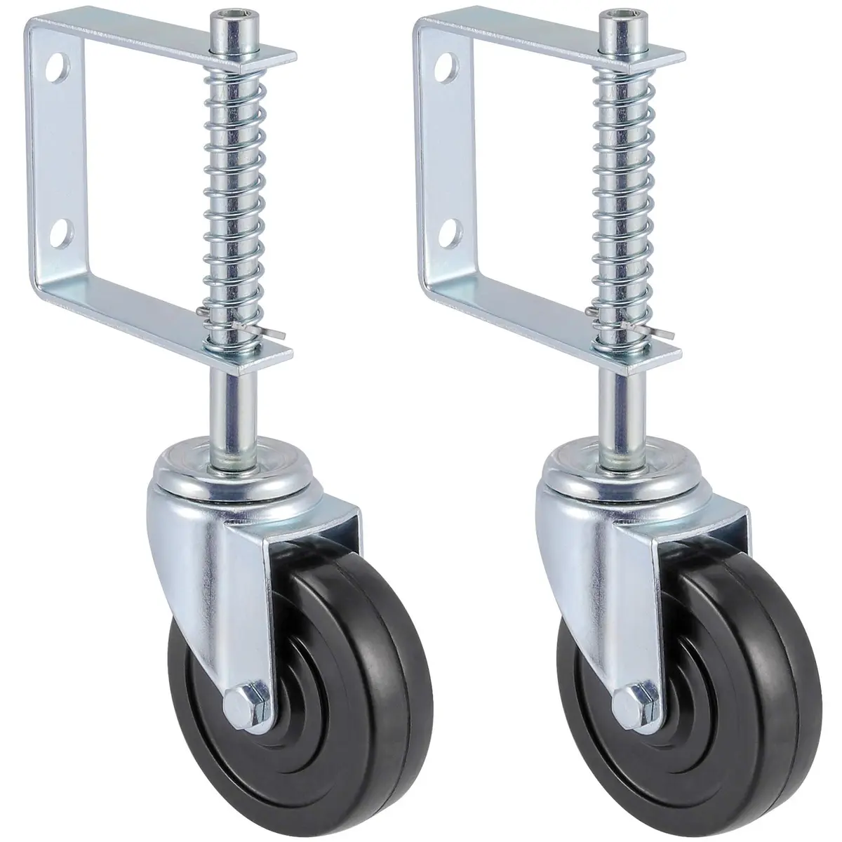 ZEONHAK Heavy Duty Spring Loaded Gate Caster Wheel 4 Inch (10.16 cm) | Supports 250-500 lbs (113-227 kg) Per Wheel - main product image