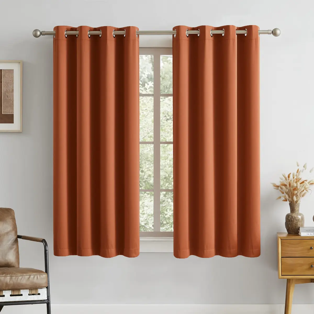DUALIFE Terracotta Curtains-Rust Blackout Curtains for Small Windows 54 Inch Length | Room Darkening & Thermal Insulated - main product image