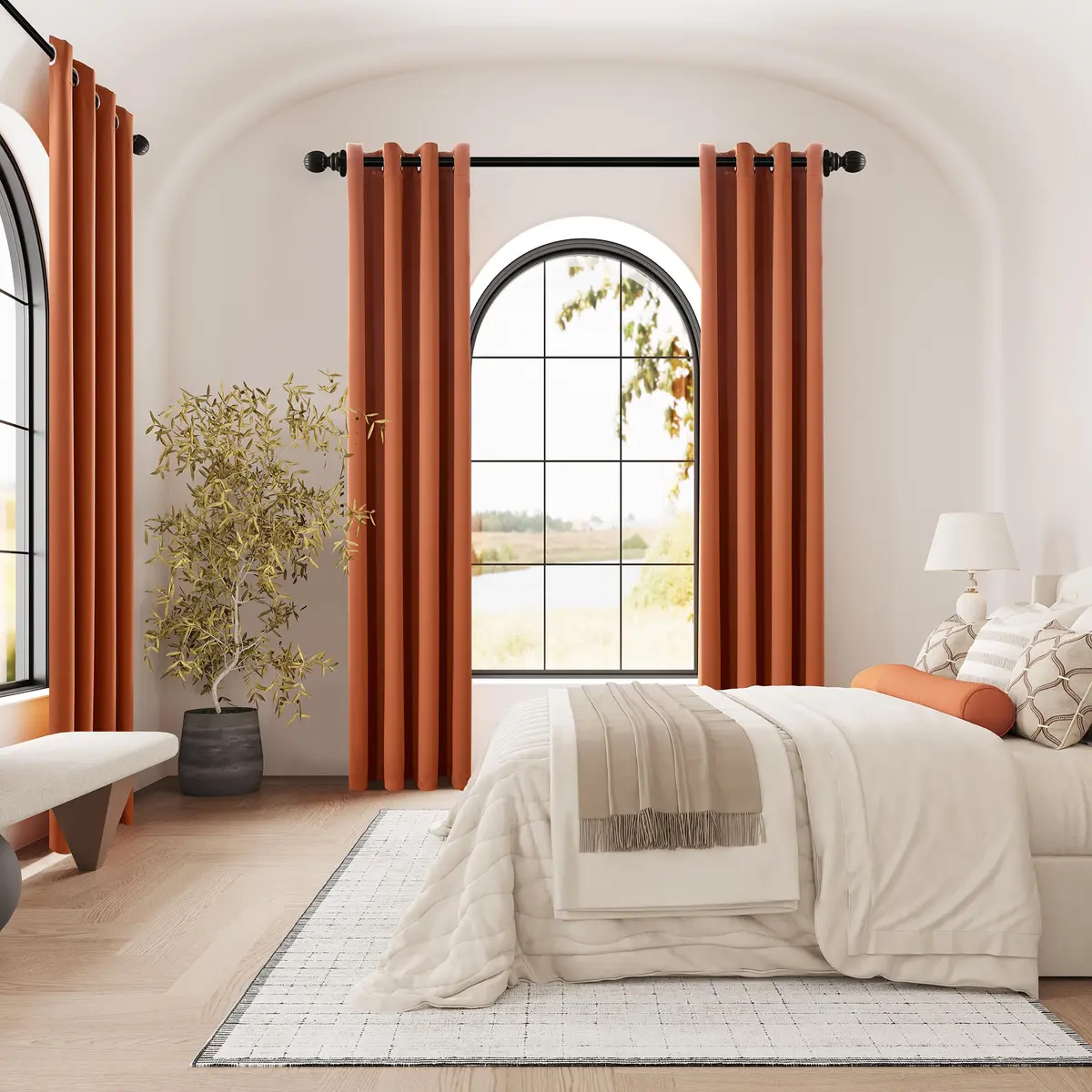DUALIFE Terracotta Curtains-Rust Blackout Curtains for Small Windows 54 Inch Length | Room Darkening & Thermal Insulated - view 6