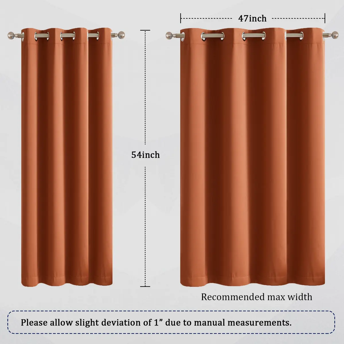 DUALIFE Terracotta Curtains-Rust Blackout Curtains for Small Windows 54 Inch Length | Room Darkening & Thermal Insulated - view 7