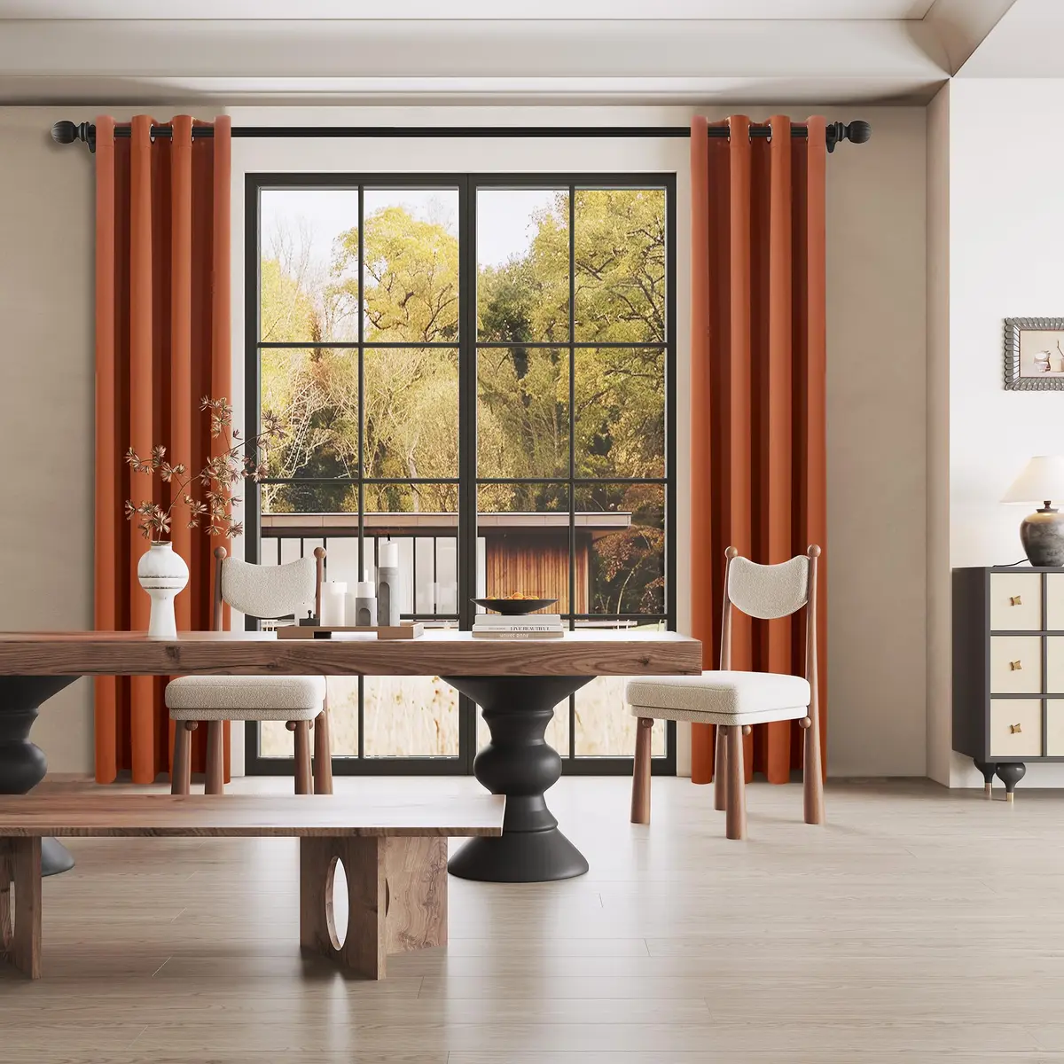 DUALIFE Terracotta Curtains-Rust Blackout Curtains for Small Windows 54 Inch Length | Room Darkening & Thermal Insulated - view 2