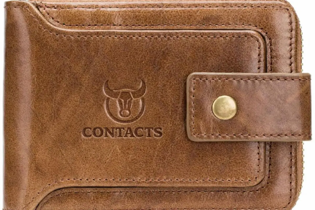 Contacts Men's Genuine Leather Wallet | RFID Blocking Slim Bifold | 8 Card Slots, Beige - main product image