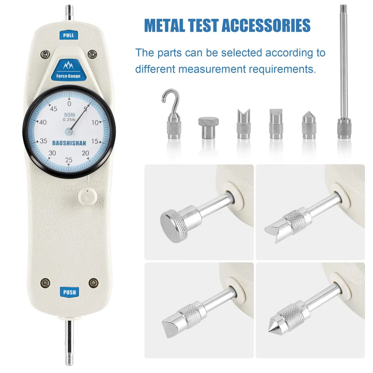 BAOSHISHAN 50lb Push Pull Force Gauge with Calibration Certificate & Carrying Case | Measures Force Up to 22.7 kg (50 lb) - view 4