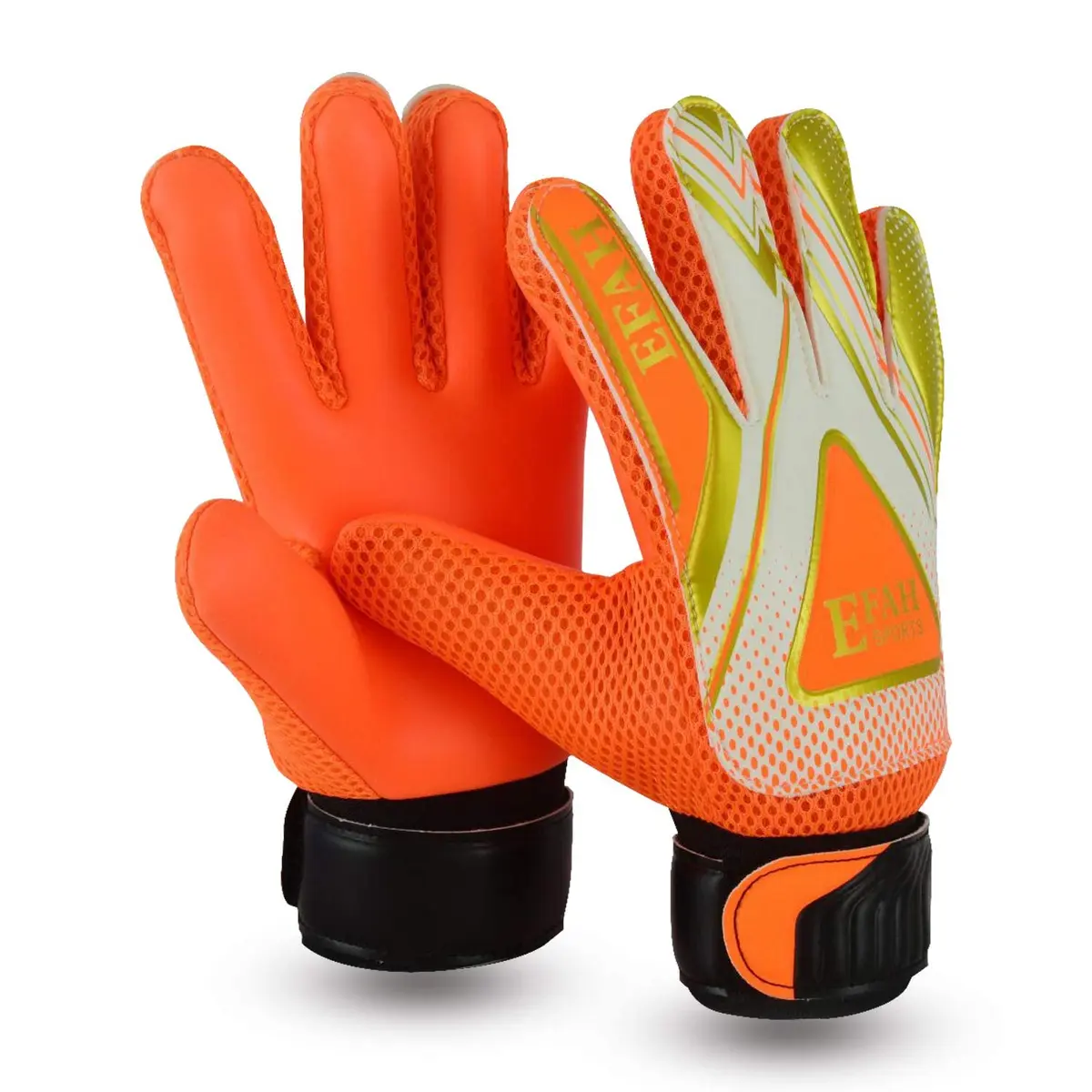 EFAH SPORTS Goalkeeper Gloves for Kids Boys Youth Size 5 (Orange) | Breathable & Adjustable Wrist Support - main product image