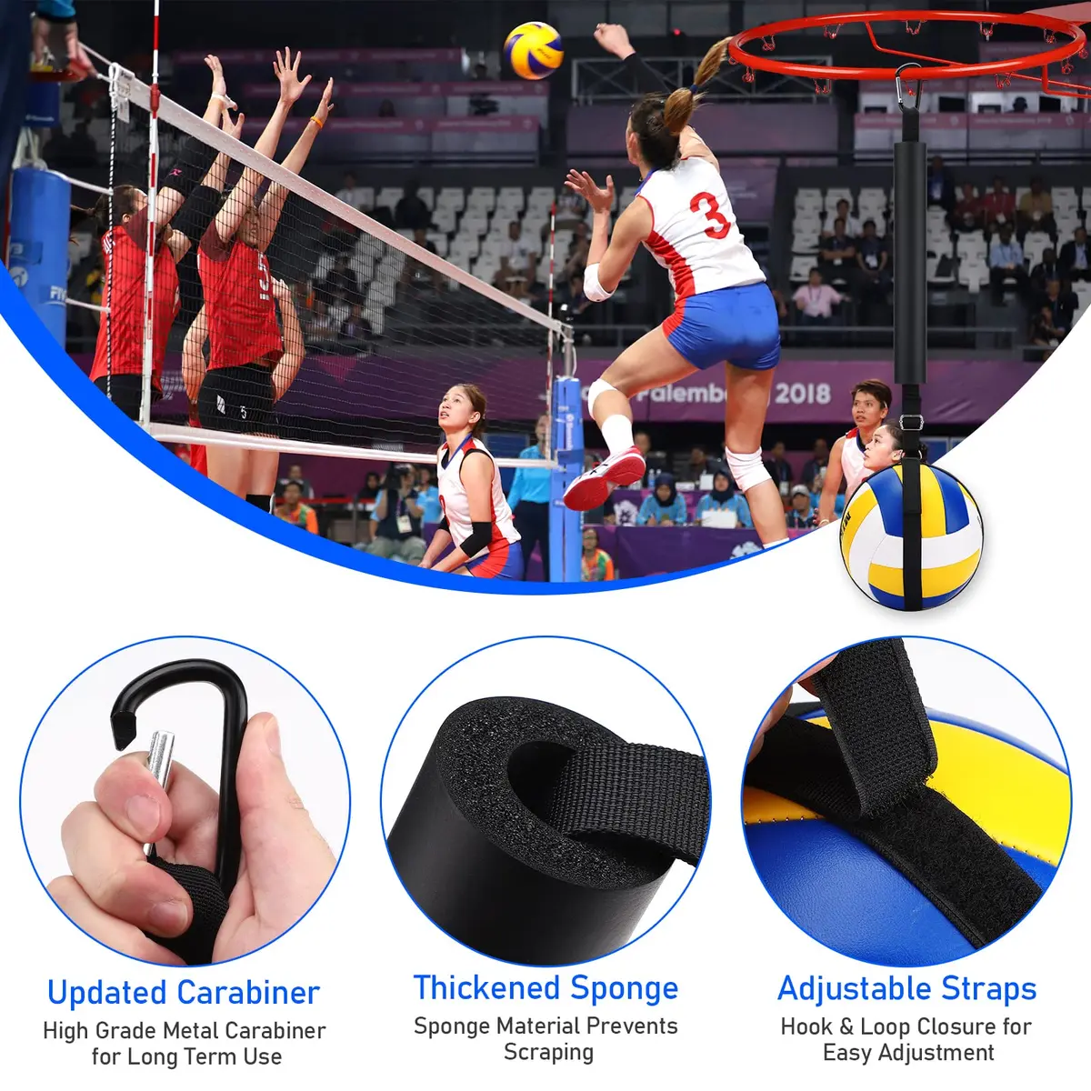TOBWOLF Volleyball Spike Trainer, Training Aid for Basketball Hoop | Improve Spiking Technique & Jumping - view 3
