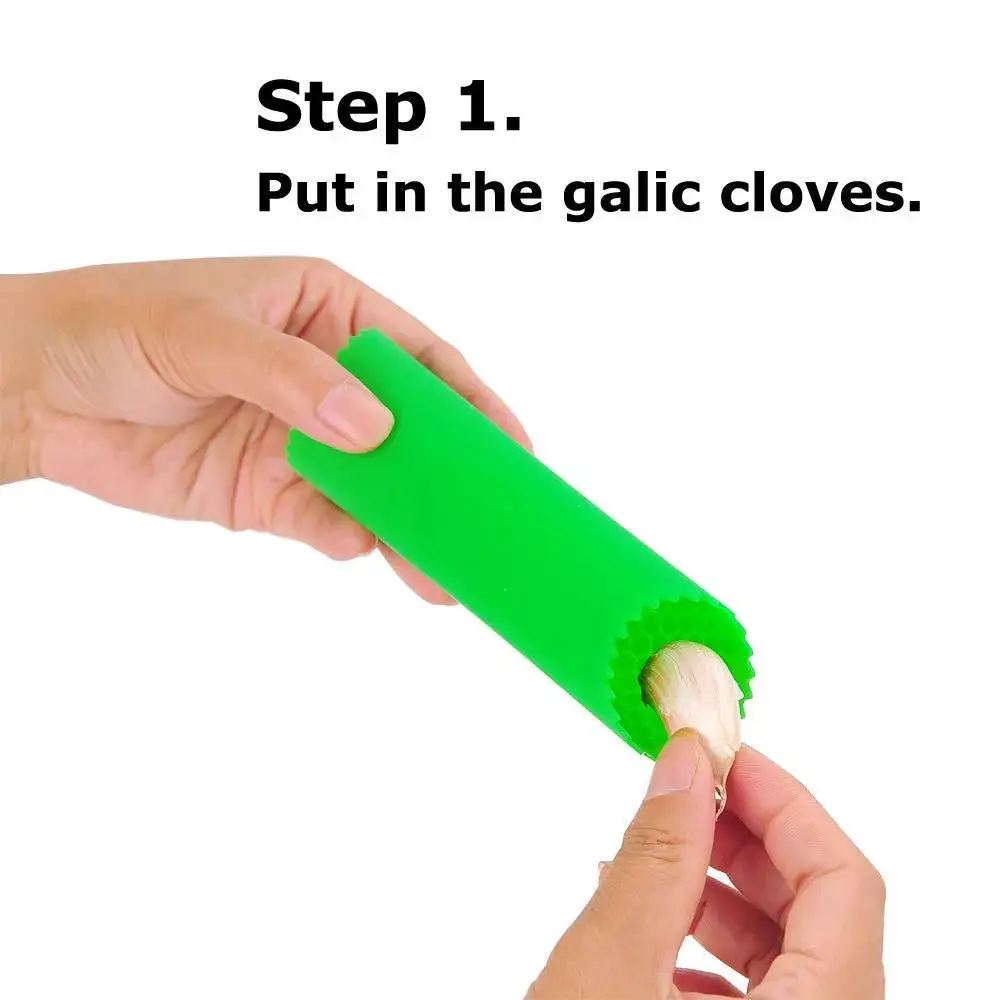 Sinnsally Silicone Garlic Peeler Roller Keeper Green | Easy Quick Garlic Peeling Kitchen Tool - view 2