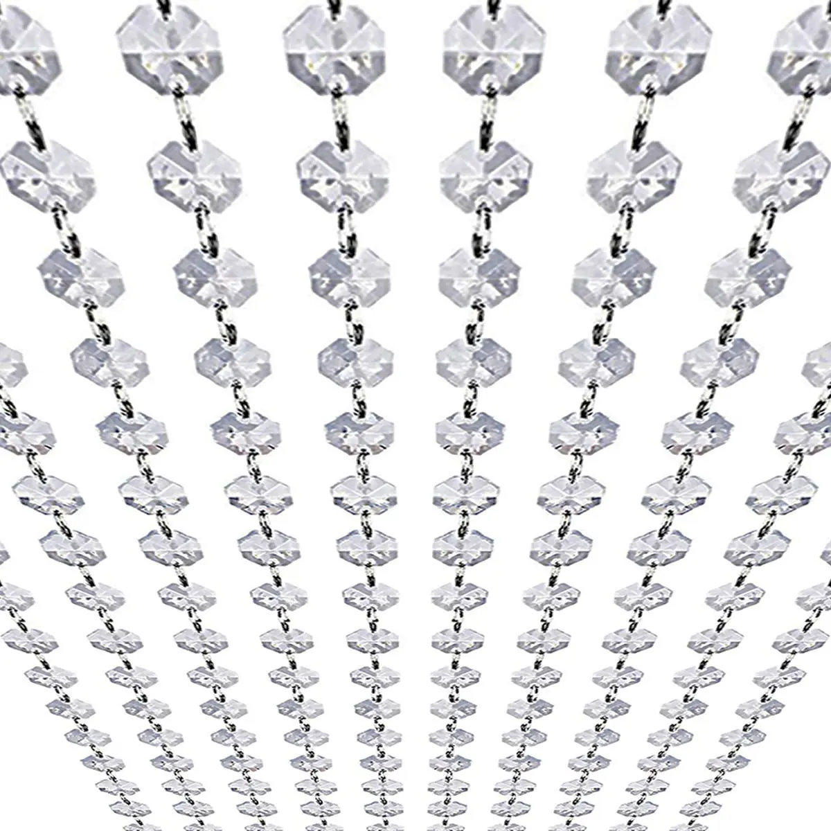 KinHom Clear Crystal Garland Strands 10m (33ft) | Hanging Chandelier Gem Bead Chain for Weddings & Christmas - main product image