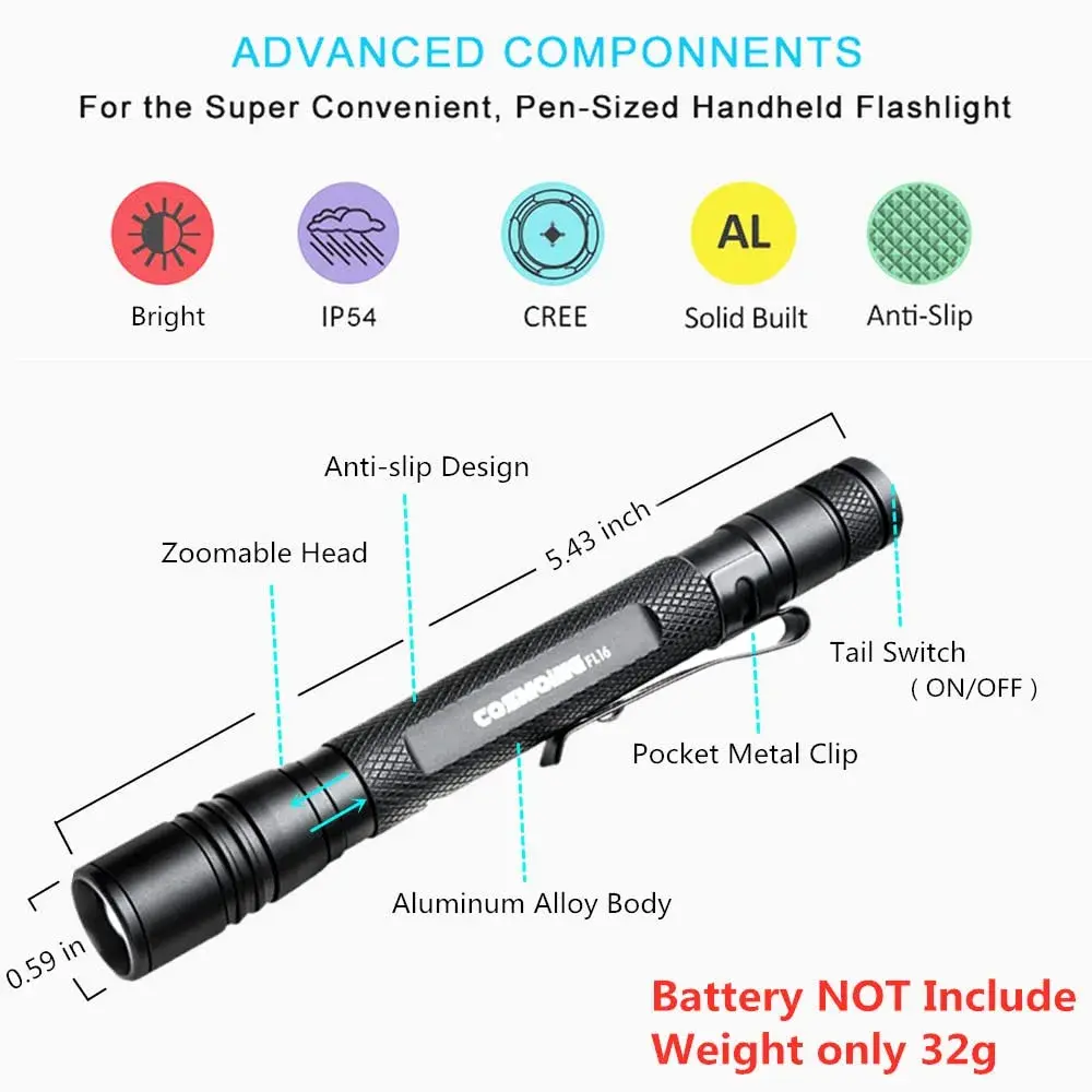 COSMOING 395nm Zoomable UV Blacklight Flashlight 3-Pack | Detects Invisible Pet Stains & Counterfeit Ink - view 3