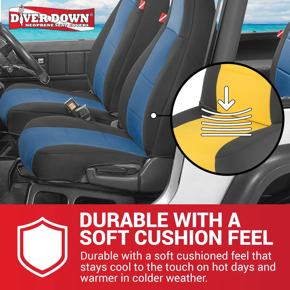 Diver Down Neoprene Seat Cover Set for Jeep YJ 1987-1995 | Waterproof Custom Fit with Soft Padding (Charcoal, 1991) - view 5