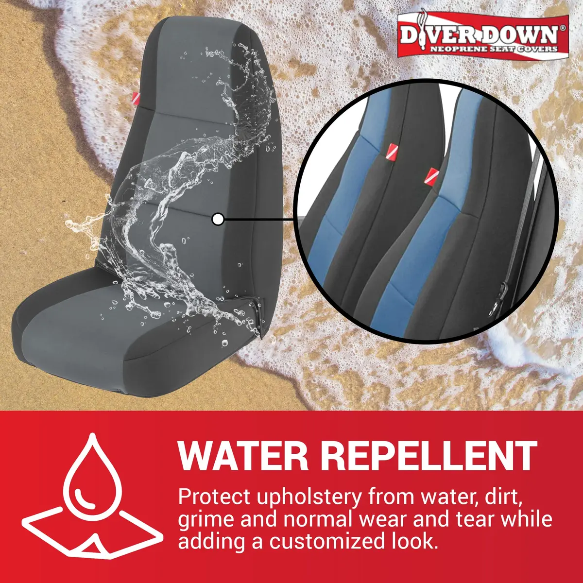Diver Down Neoprene Seat Cover Set for Jeep YJ 1987-1995 | Waterproof Custom Fit with Soft Padding (Charcoal, 1991) - view 3