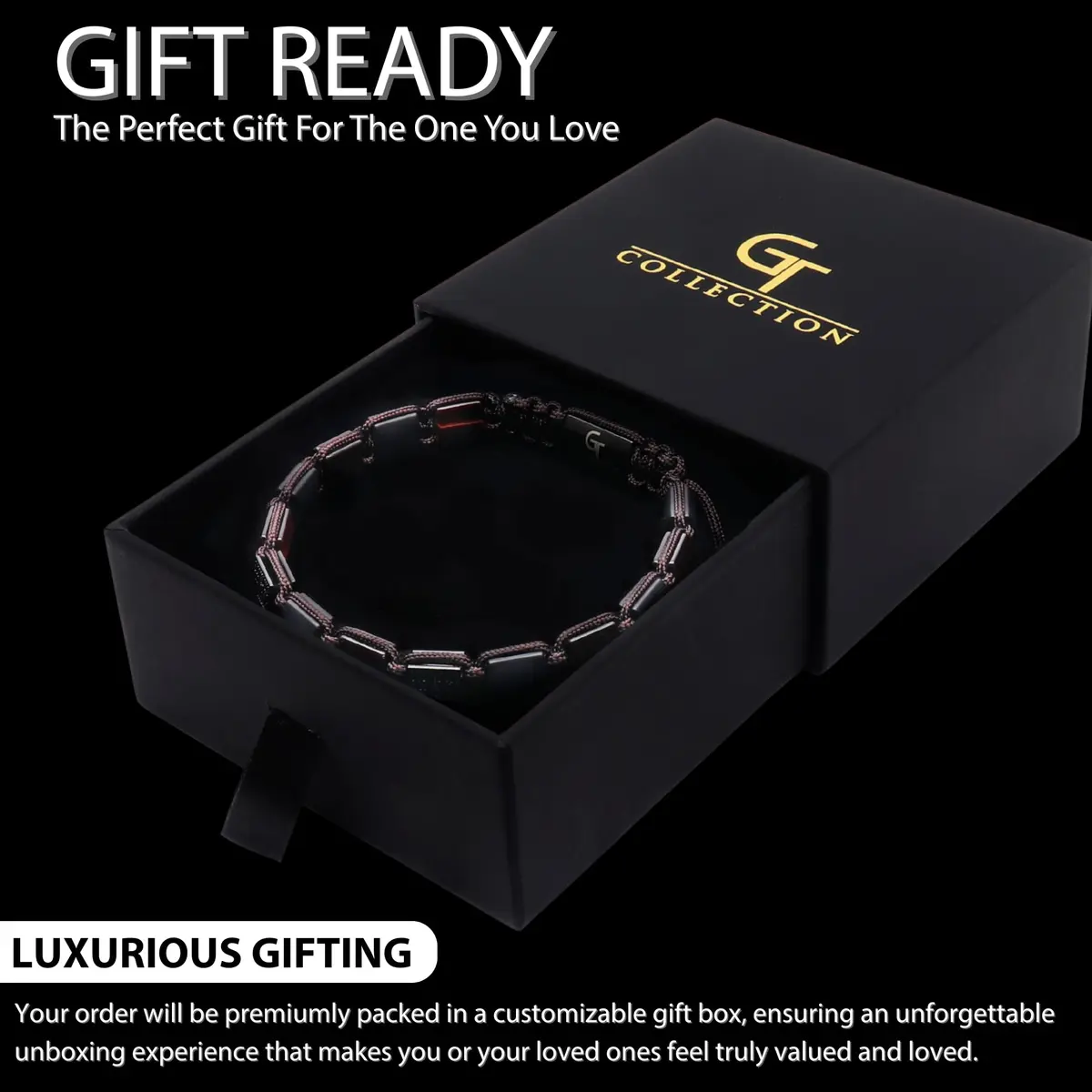 GT collection Men's Flat Bead Natural Gemstone Bracelet, Red Tiger Eye | Handmade, Adjustable, Energy & Style - view 7