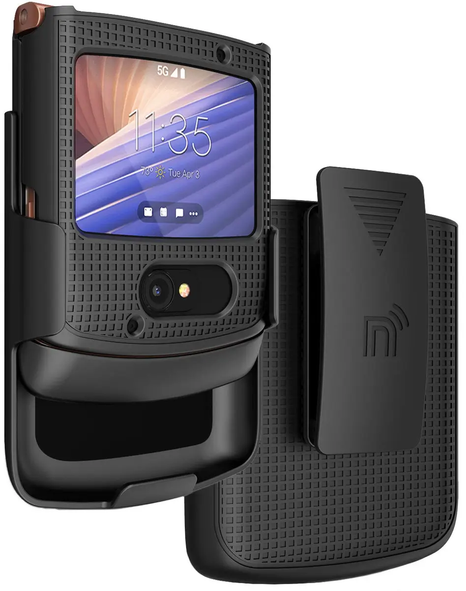 Nakedcellphone Holster Combo for Motorola RAZR 5G Flip Phone with Belt Clip - Black | Secure, Compact & Fully Functional - main product image