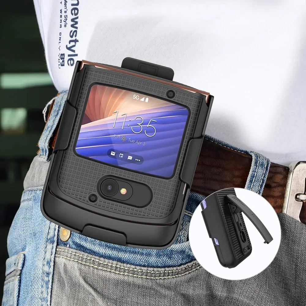 Nakedcellphone Holster Combo for Motorola RAZR 5G Flip Phone with Belt Clip - Black | Secure, Compact & Fully Functional - view 5