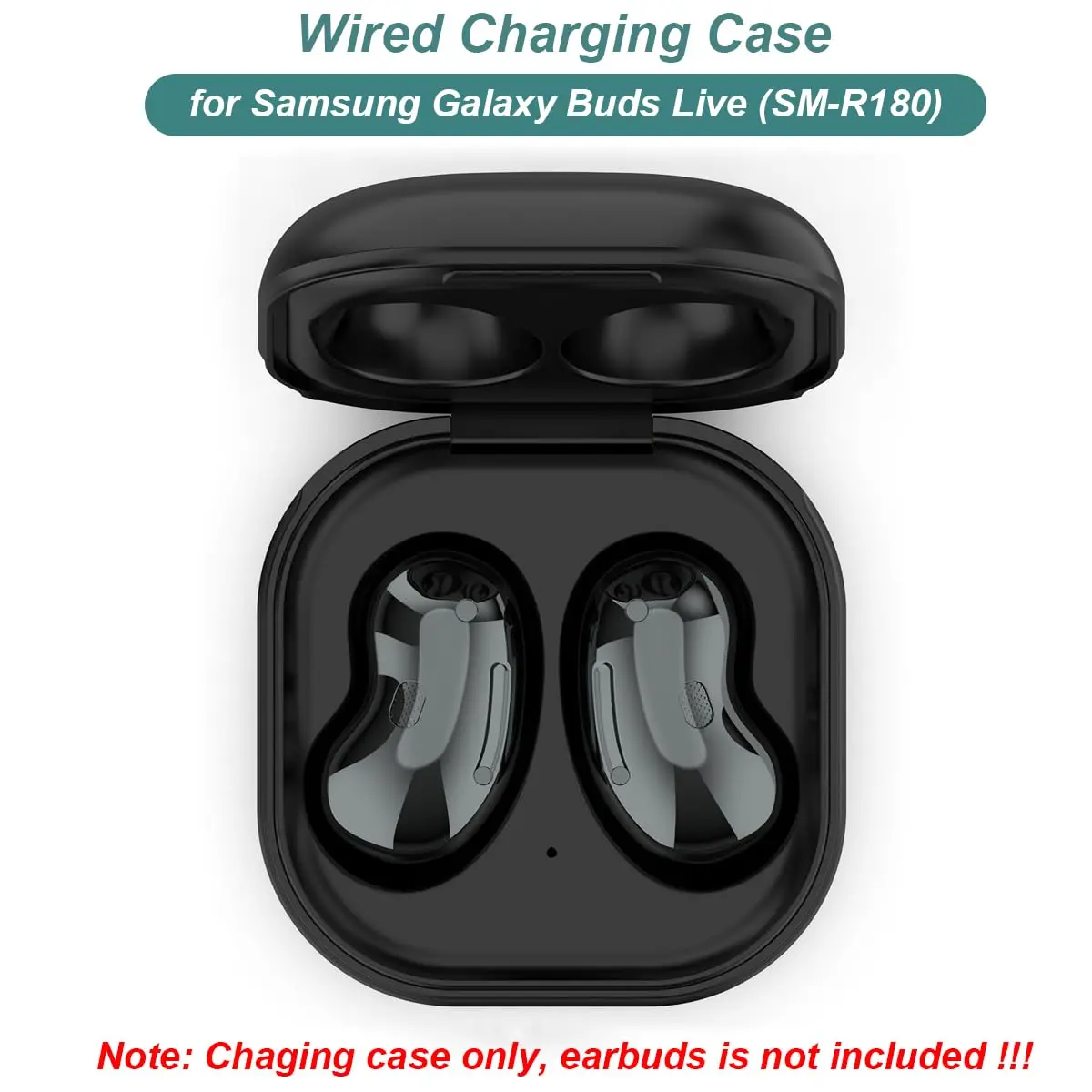 Kissmart Charging Case for Galaxy Buds Live SM-R180 | 600mAh Wired USB-C Charging, Black - view 2
