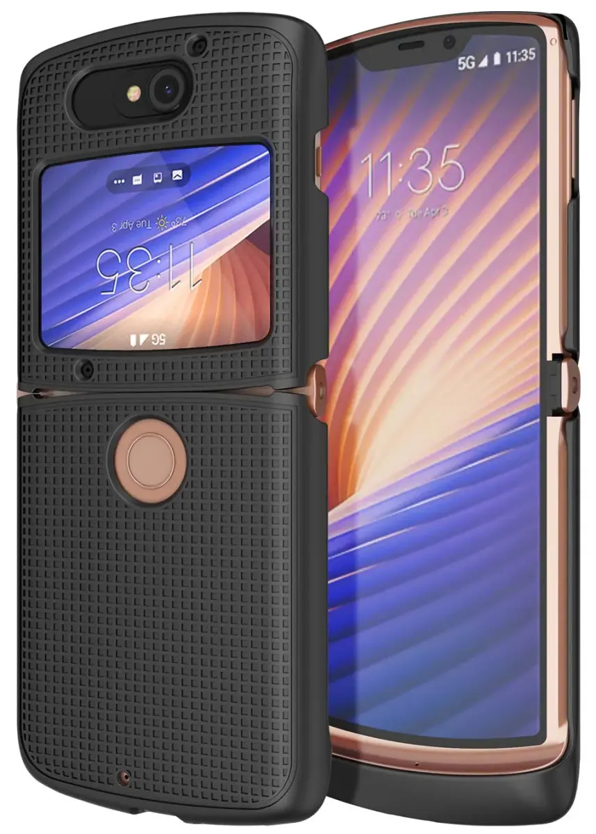 Nakedcellphone Black Grid Series Flip Phone Case for Motorola RAZR 5G (2020) | Slim Hard Shell Cover - view 6