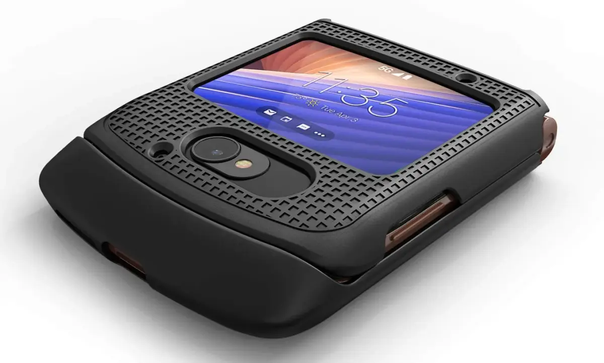 Nakedcellphone Black Grid Series Flip Phone Case for Motorola RAZR 5G (2020) | Slim Hard Shell Cover - view 3