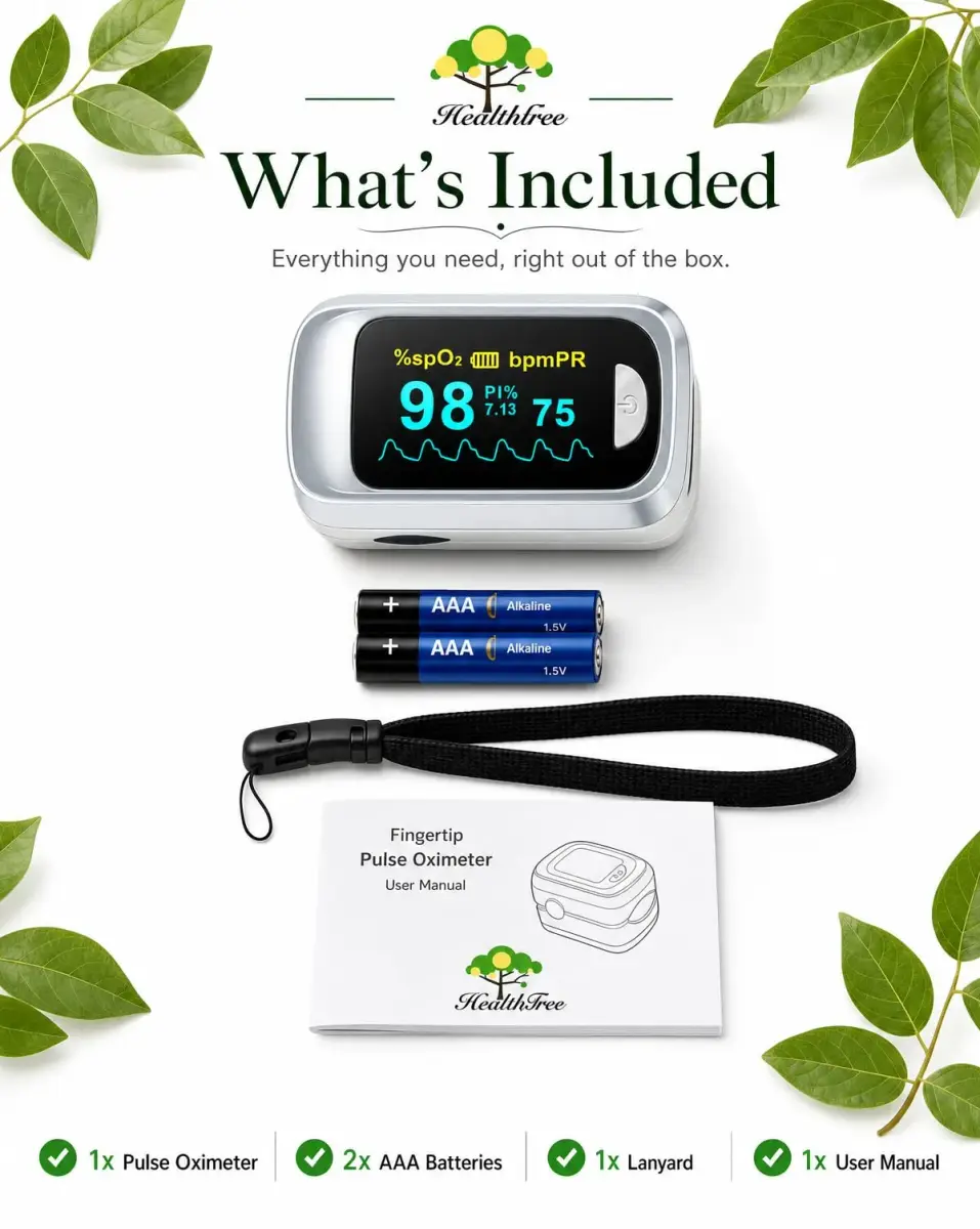 HealthTree Fingertip Pulse Oximeter & Heart Rate Monitor | 70%-100% SpO2, +/-2% Accuracy - view 8