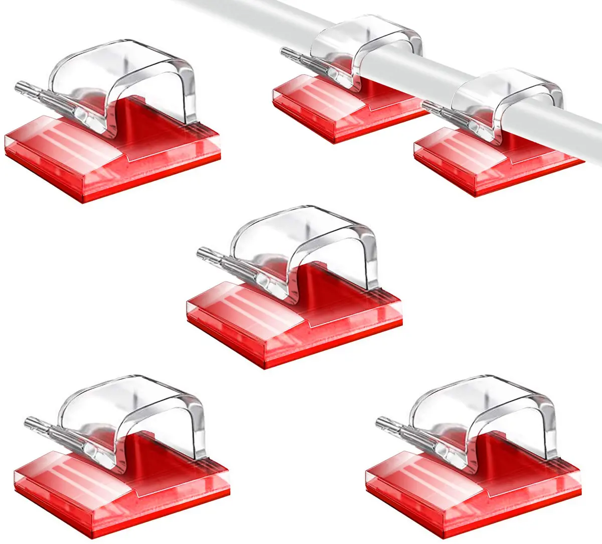 SOULWIT Clear Self Adhesive Cable Management Clips 50 Pcs | Organize Wires on Desks and Walls - main product image