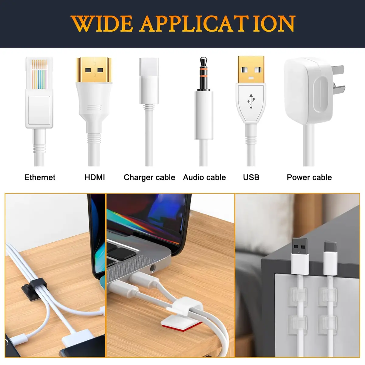SOULWIT Clear Self Adhesive Cable Management Clips 50 Pcs | Organize Wires on Desks and Walls - view 5