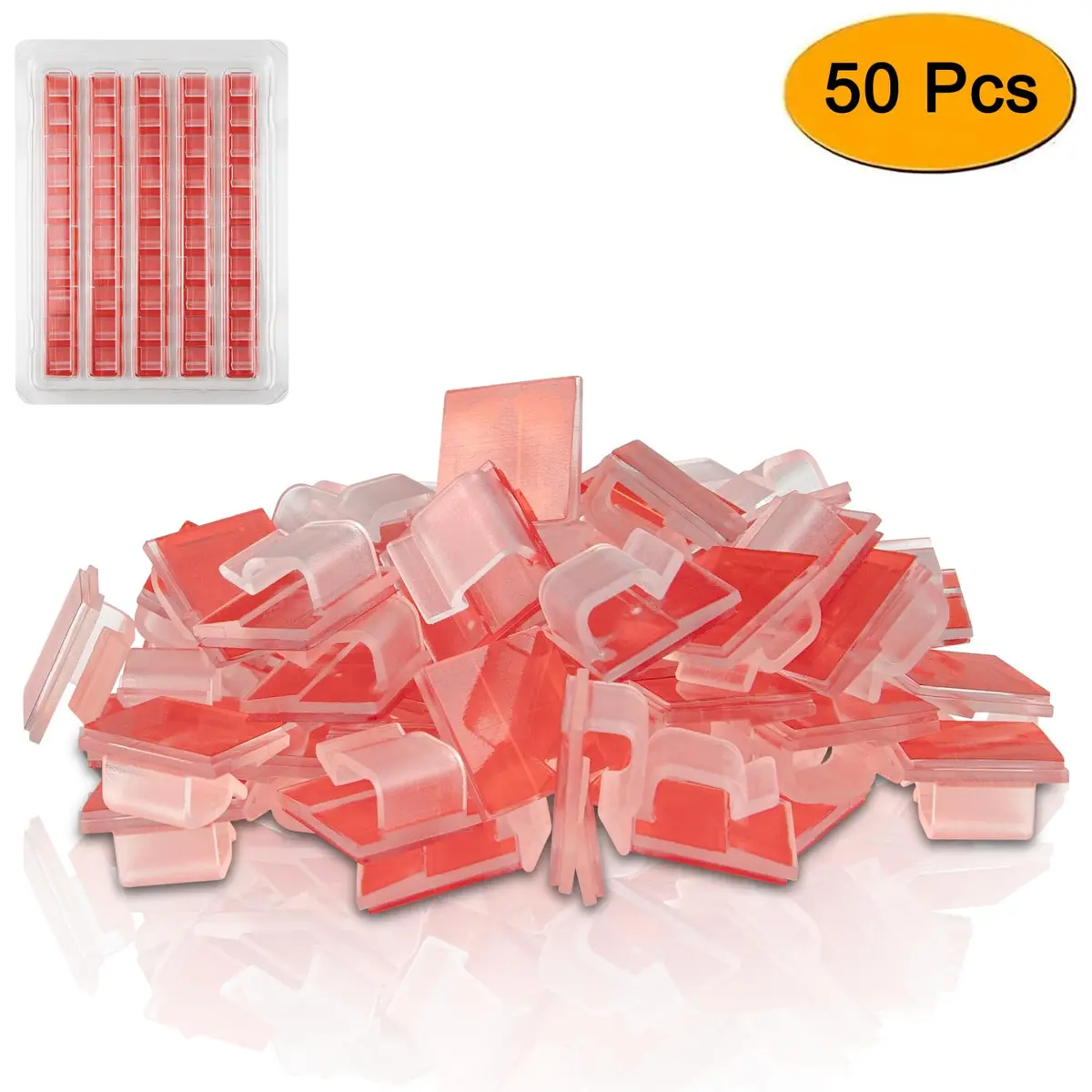 SOULWIT Clear Self Adhesive Cable Management Clips 50 Pcs | Organize Wires on Desks and Walls - view 2