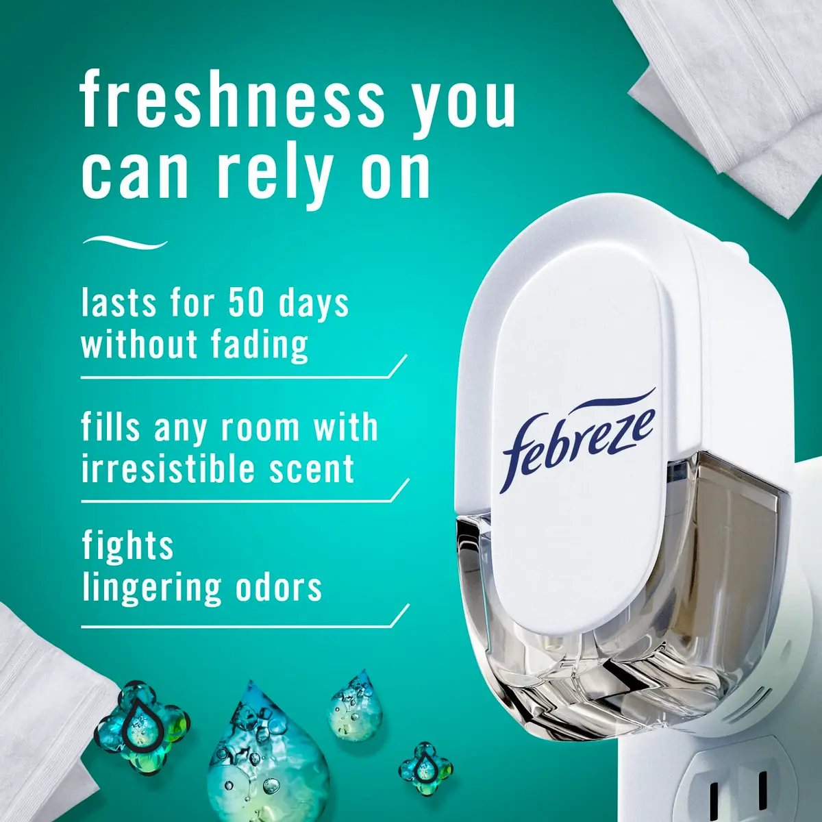 Febreze Plug-in Air Freshener Refills Unstopables Fresh Scent 0.87oz (25ml) Each, 3 Count | Odor-Fighting Technology for Home & Office - view 2