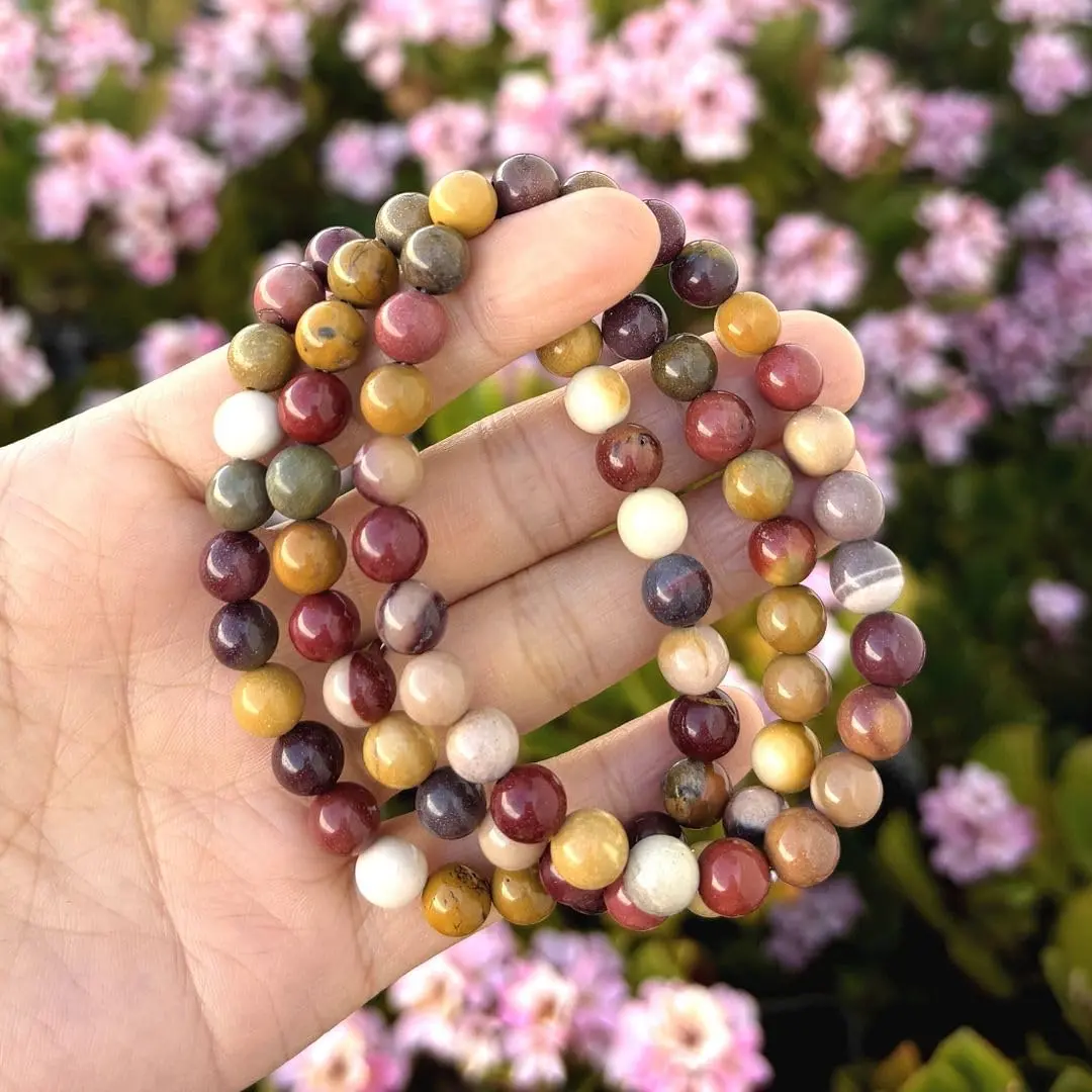 Adabele Real Natural Mookaite Jasper Gemstone Stretch Bracelet 8 Inch | Genuine Earth-Mined Beads for Daily Wear - view 2