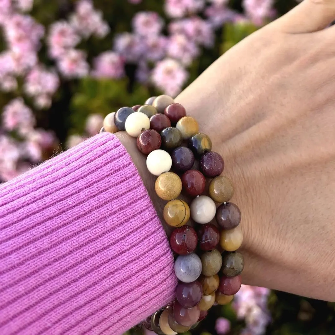 Adabele Real Natural Mookaite Jasper Gemstone Stretch Bracelet 8 Inch | Genuine Earth-Mined Beads for Daily Wear - view 3