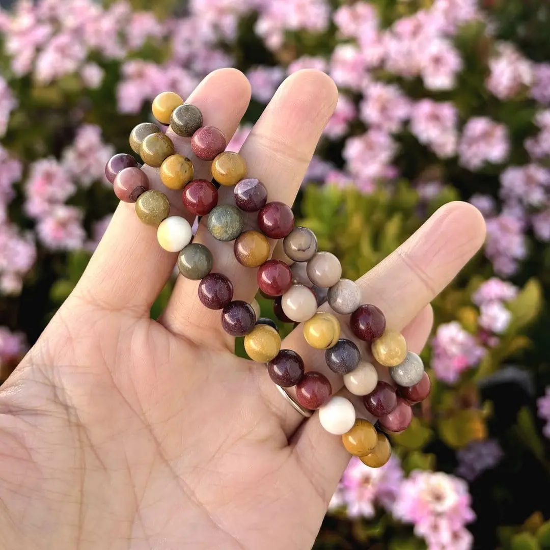 Adabele Real Natural Mookaite Jasper Gemstone Stretch Bracelet 8 Inch | Genuine Earth-Mined Beads for Daily Wear - view 4