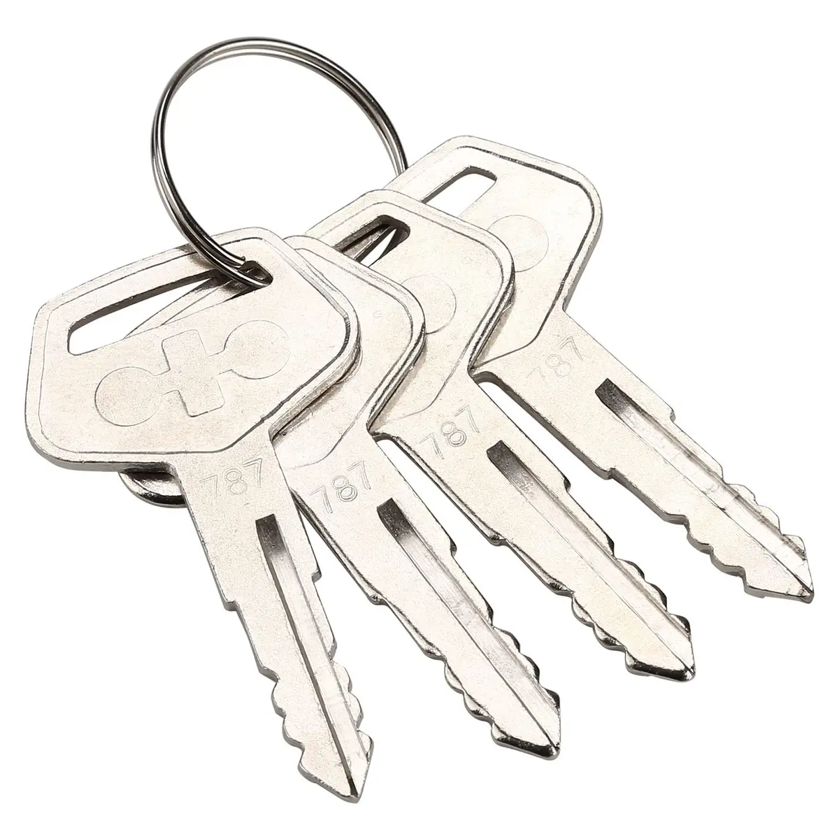 10L0L 4PCS 787 Ignition Keys with Keychain for Heavy Equipment Excavator Backhoe Dozer Komatsu, Kalmar, Dressta, Sakai | Alloy Metal Durable Set - view 7