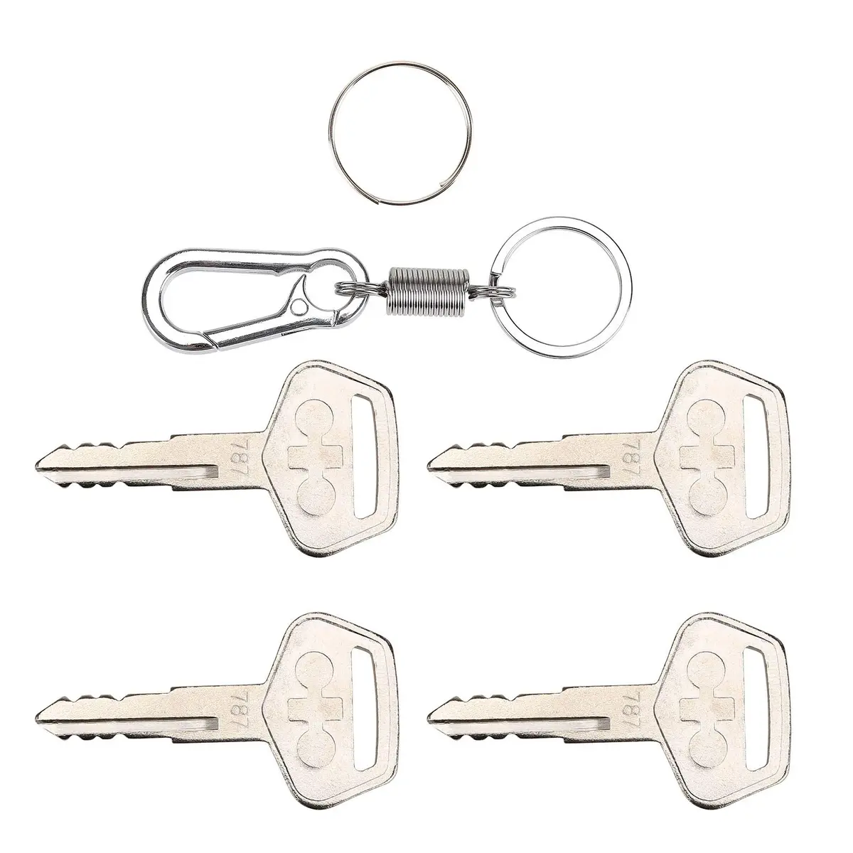 10L0L 4PCS 787 Ignition Keys with Keychain for Heavy Equipment Excavator Backhoe Dozer Komatsu, Kalmar, Dressta, Sakai | Alloy Metal Durable Set - view 9